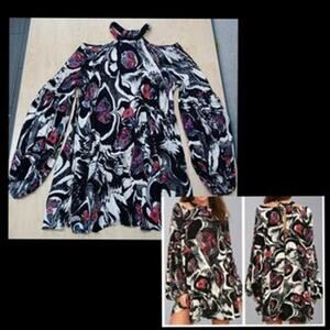 Free people drift away cold shoulder casual dress abstract print size small 90s